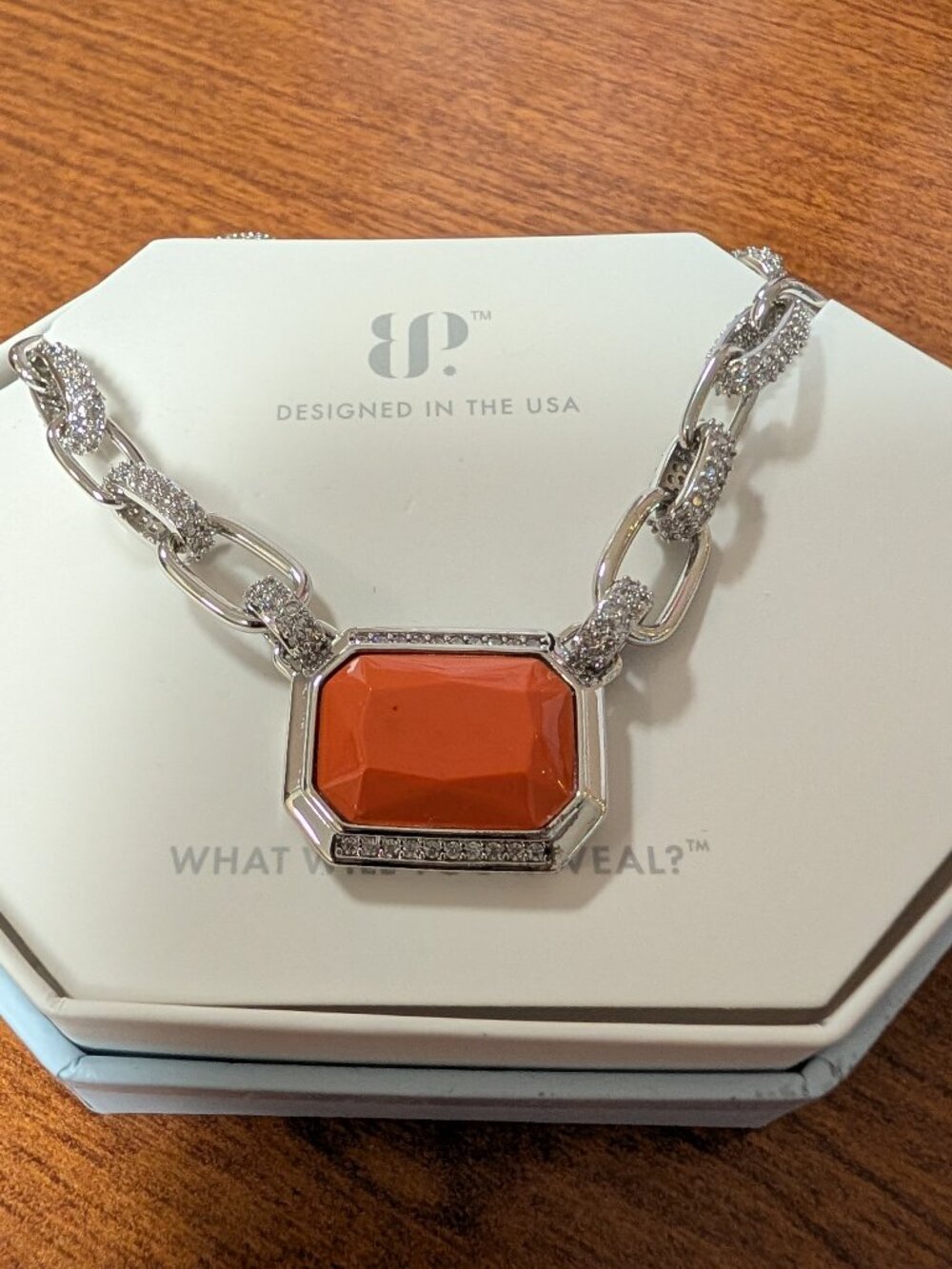 Bomb Party Necklace Camelian Magnesite on Rhodium